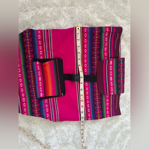 Boho Woven Baja Pink Striped Backpack Tribal Geometric Festival Rucksack - Picture 4 of 9